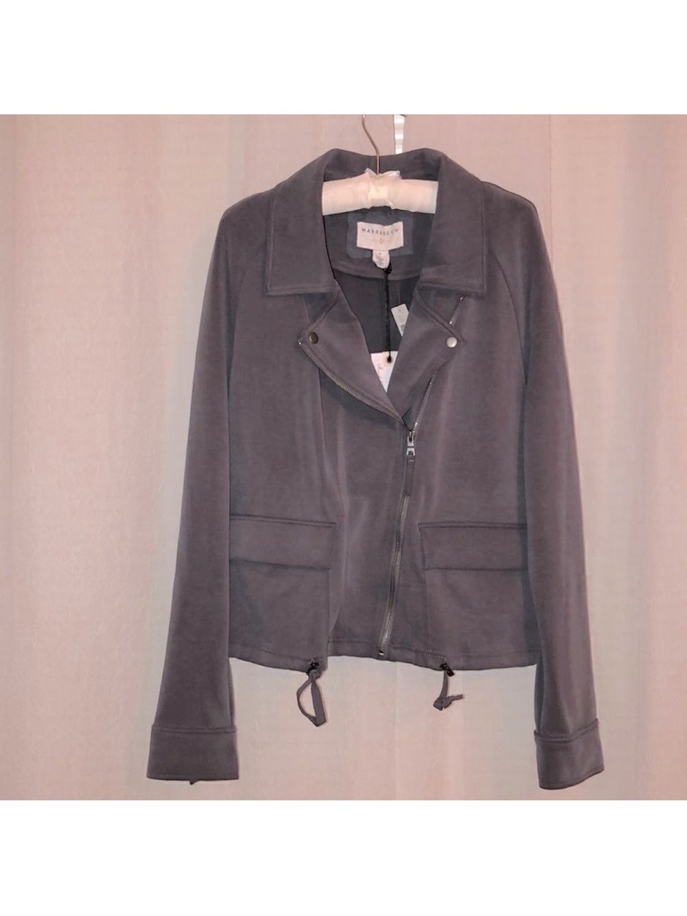 Anthropologie XL Marrakech Carbon Gray Moto Style Sweatshirt Jacket - Picture 2 of 16